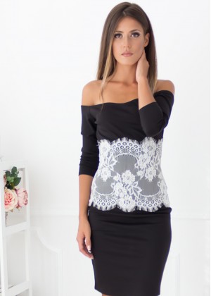 French Lace Midi Dress (Black)