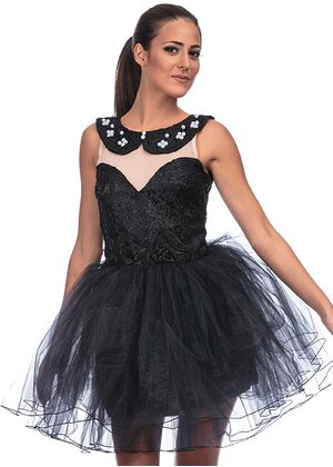 Pearl Mini Dress (Black)