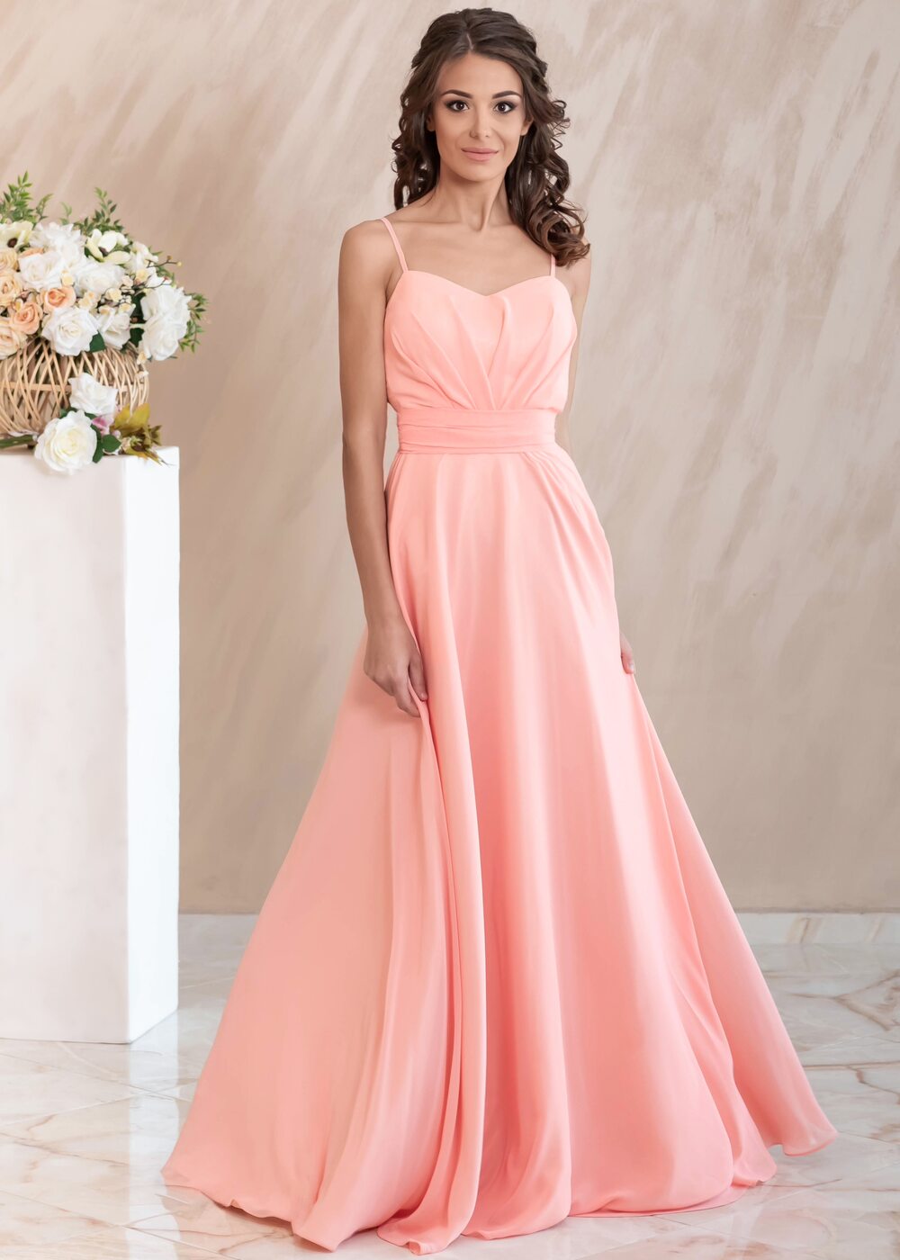 Violetta Maxi Dress (Peach)